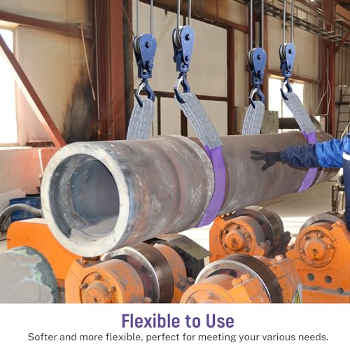 2-PCS 5:1 Safety Factor 1" X3.3' Lifting Slings 2204 lbs Webbing Sling 2 ply Polyester Lifting Strap with Twisted Eye & Ey...