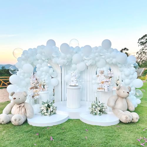 135pcs White Balloons Different Sizes 18" 12" 10" 5" White Latex Balloon Garland Arch Kit for Boys Girls Birthday Baby Sho...