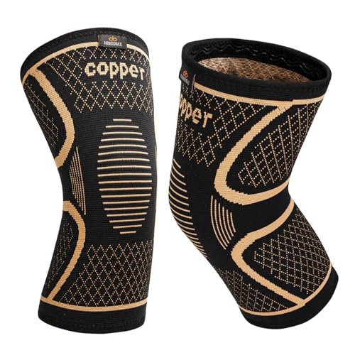 INDEEMAX Copper Knee Brace for Women Men 2 Pack, Knee Compression Sleeve for Knee Pain, Arthritis, Running,Sports and Reco...