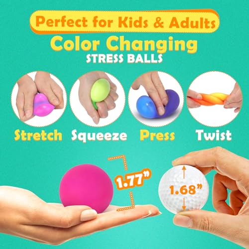 KLT Stress Balls Bulk for Kids and Adults: 32 Pack Mini Squishy Ball for Anxiety Relief - Color Changing Sensory Fidget To...