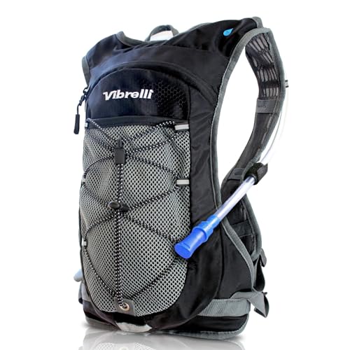 Vibrelli Hydration Backpack & 2L Hydration Bladder - High Flow Bite Valve - Hydration Pack for Cycling, Running, Hiking