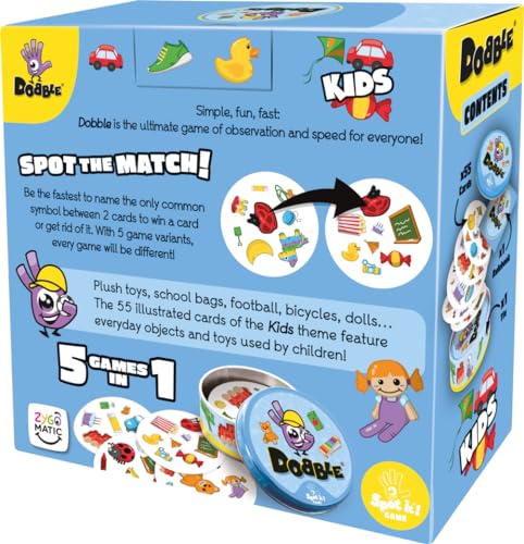 Asmodee | Dobble Kids | Card Game | Ages 6+ | 2-8 Players | 15 Minutes Playing Time