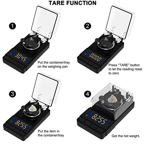 MAXUS Digital Milligram Scale 50g/0.001g, Compact Mg Scale with 20g Calibration Weight and Accessories, Black Powder Scale...