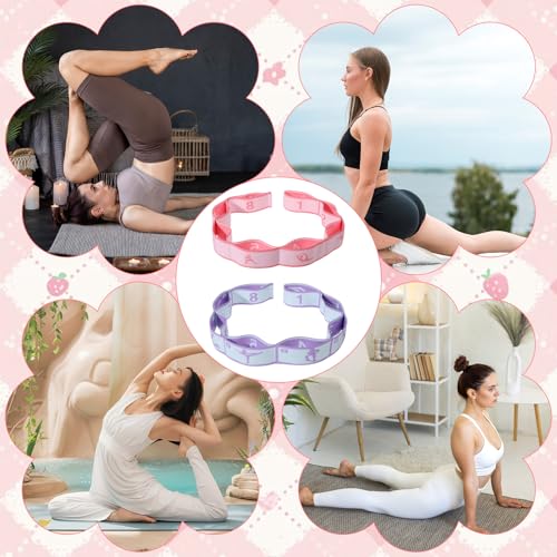 Adjustable Stretch Strap, 2 Pcs Elastic Yoga Stretching Strap with Loops 8-Loop Dance Stretch Band Stretching Bands for Fl...
