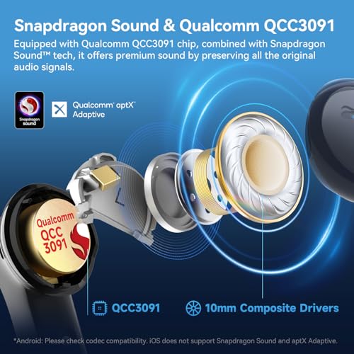 EarFun Air Pro 4 Adaptive Hybrid Noise Canceling Wireless Earbuds, Qualcomm Snapdragon Sound, aptX™ Lossless, 6 Mics AI CV...