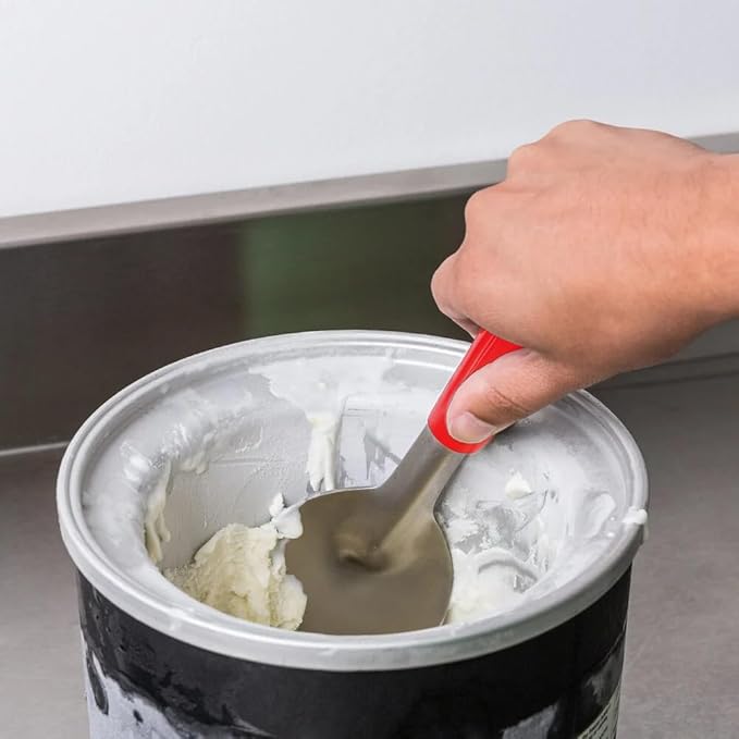 2Pack Durable Ice Cream Spade Scoop with Easy Dig Sharp Edge for Hard Ice cream, Stainless Steel Flat Ice Cream Paddle with Non-Slip Grip Handle,Red