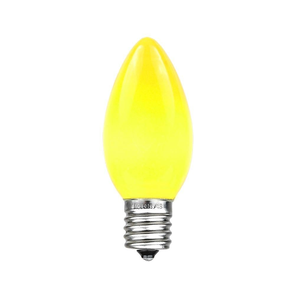 Novelty Lights C9 Ceramic Replacement Bulbs, Yellow, E17 Base, 7W, 500 Count