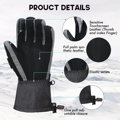 CAMYOD Men Ski Gloves, Winter Warm Waterproof Breathable Snow Gloves with Balaclava Set for Snowboard, Snowmobile in Cold ...