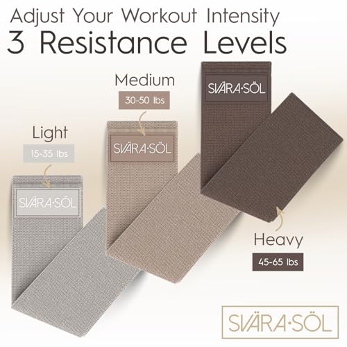 Svära Söl Fabric Resistance Bands Set of 3 for Legs, Glutes, Arms, Booty Bands for Women and Men, Resistance Bands for Wor...