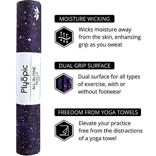 Plyopic. All In One Yoga Mat | Luxury Sweat-Grip Mat/Towel Combo | Ideal for Yoga, Hot Yoga, Bikram, Pilates, Workout & Ex...