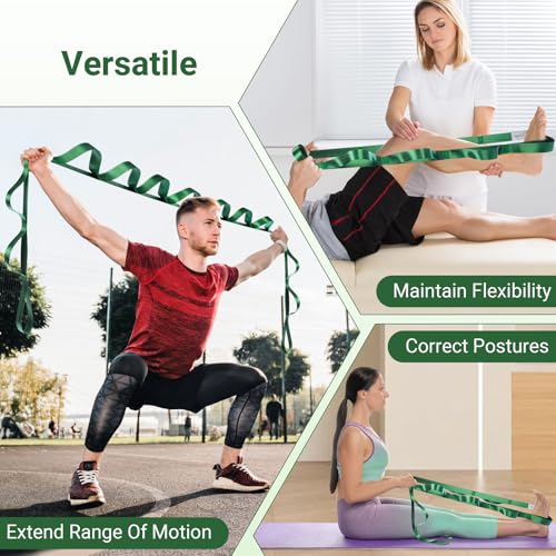 Kiemeu Stretch Strap With Loops For Physical Therapy, Yoga Straps For Stretching With Loops, Non-elastic Leg Straps For Kn...