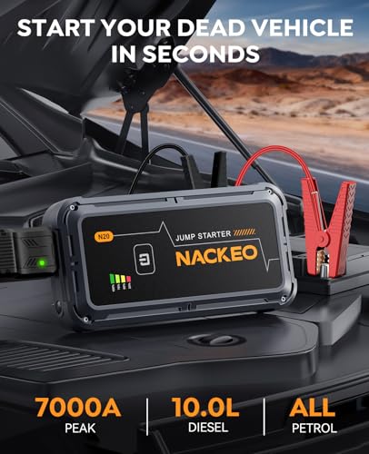 NACKEO Car Jump Starter 7000A Car Battery Jump Starter Portable Pack for Up to All Gas and 10.0L Diesel Engine 12V Jump Bo...