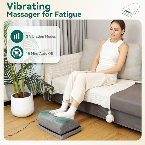 Snailax Heated Foot Rest Under Desk at Work, FSA Eligble Desk Foot Stool with Heat & Vibration Massage, Adjustable Height,...