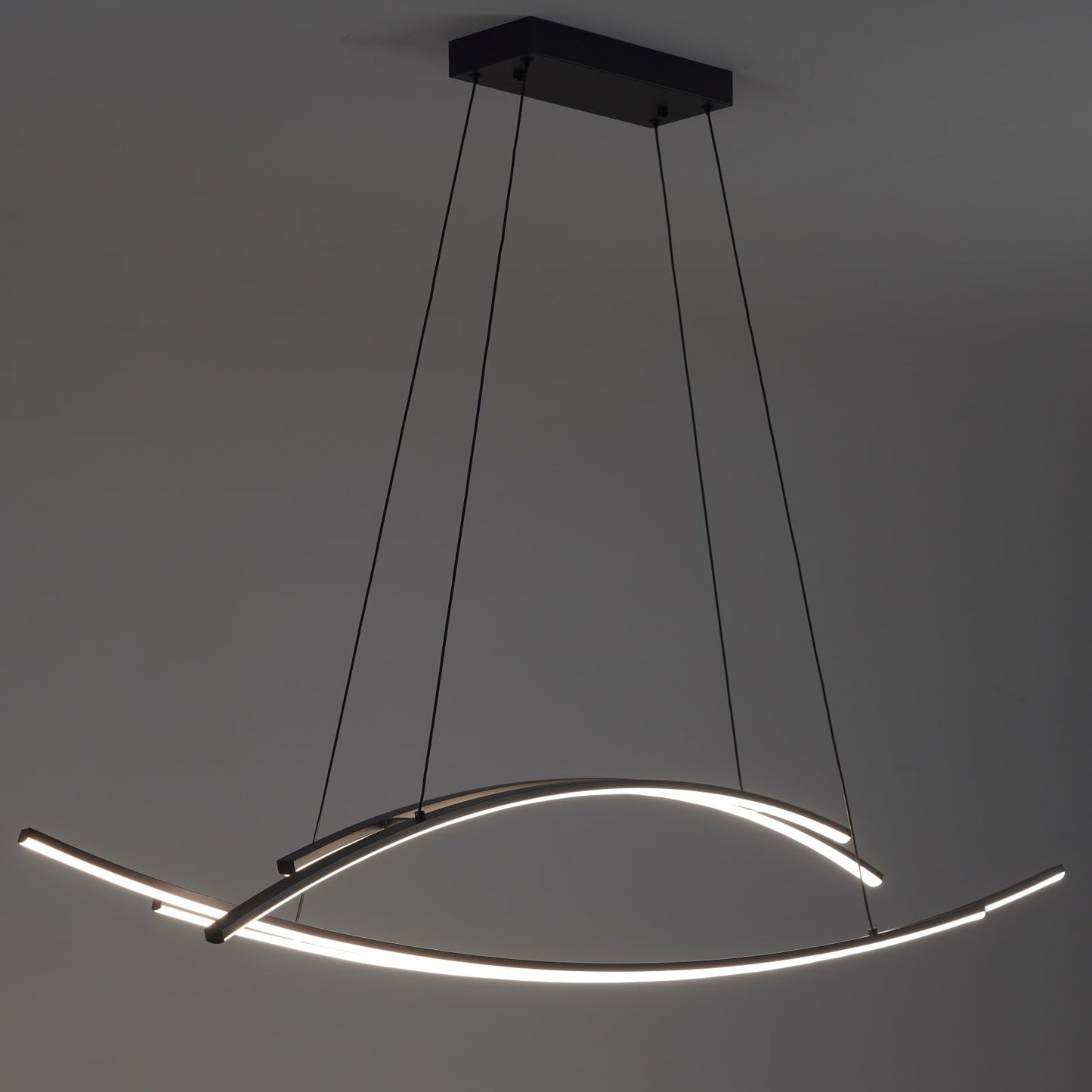 AIRYPHANT 48in LED Chandelier 4-Light Dimmable Island Light Black Aluminum P2018