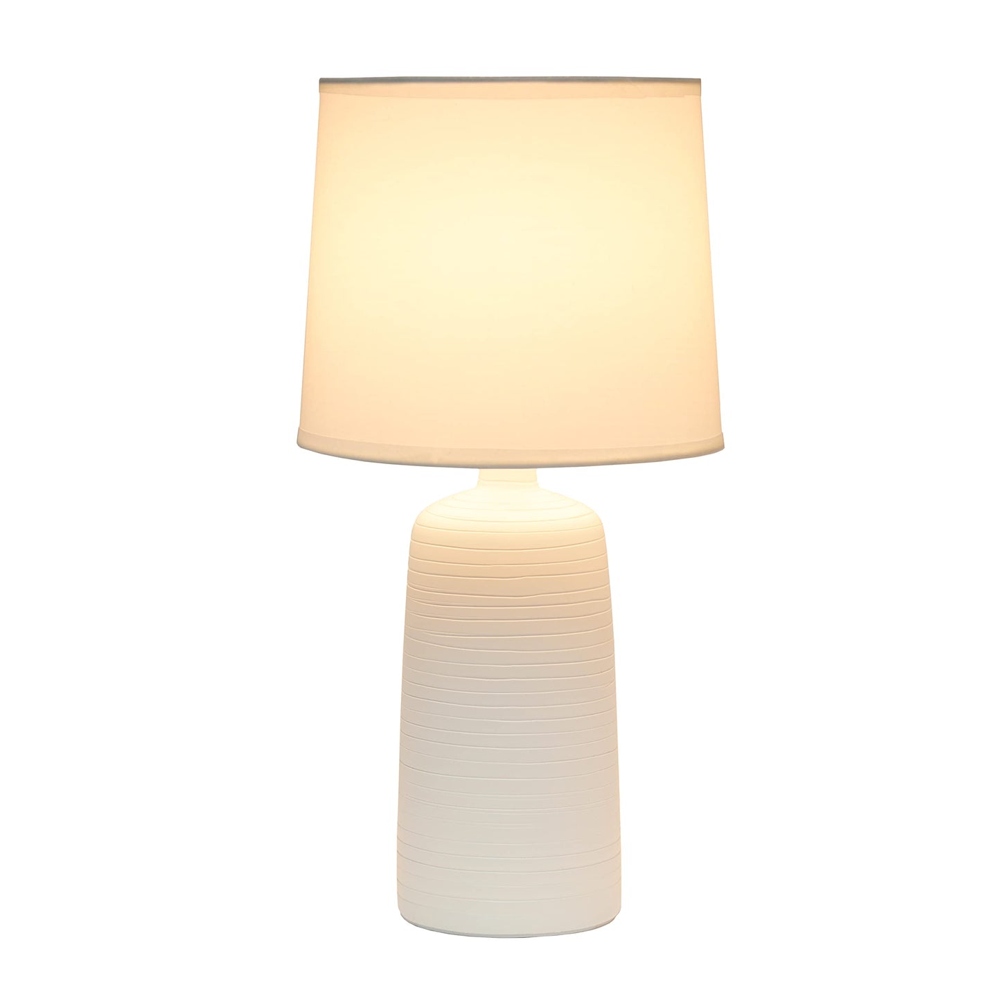 Simple Designs LT2085-OFF Ceramic Table Lamp, Off White, Textured, Pack of 1