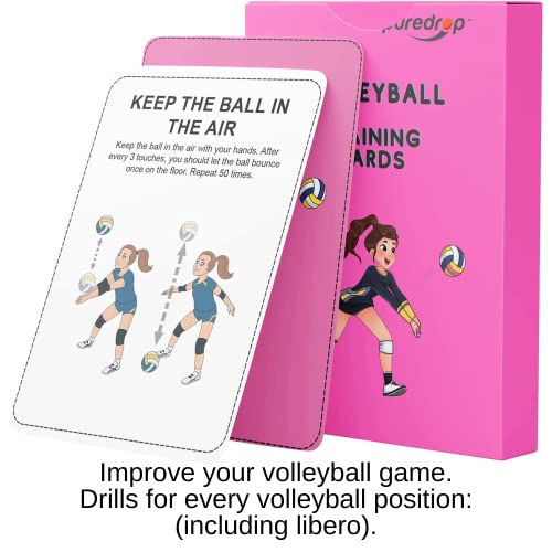 Puredrop Volleyball Training Equipment Aid Cards: Great Training Drills for Solo Practice for Volleyball Players. Coach Ex...