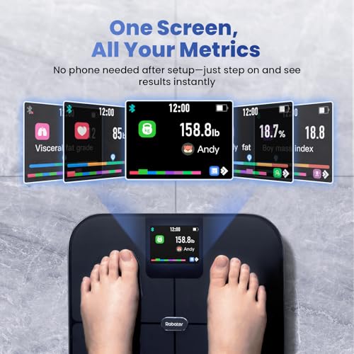 Rabater Smart Scale with Large Color Display, Digital Bathroom Scale for Body Weight BMI Muscle Mass, 25 Composition, Body...