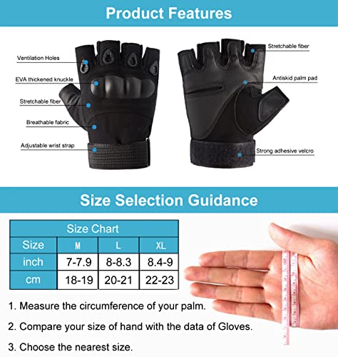 SUJAYU Outdoor Men's Knuckle Protection Workout Training Fingerless Gloves