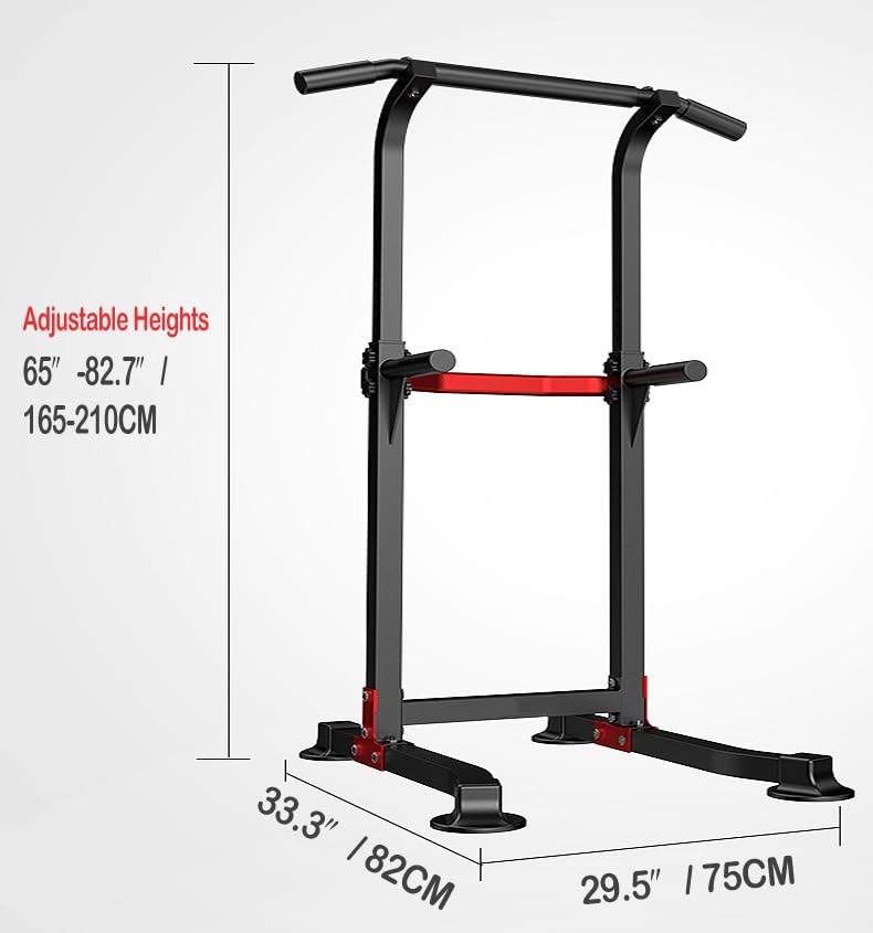 EASY BIG Power Tower Dip Station Pull Up Bar - Multi-Purpose Home Gym Equipment with Adjustable Height and Non-Slip Foot P...