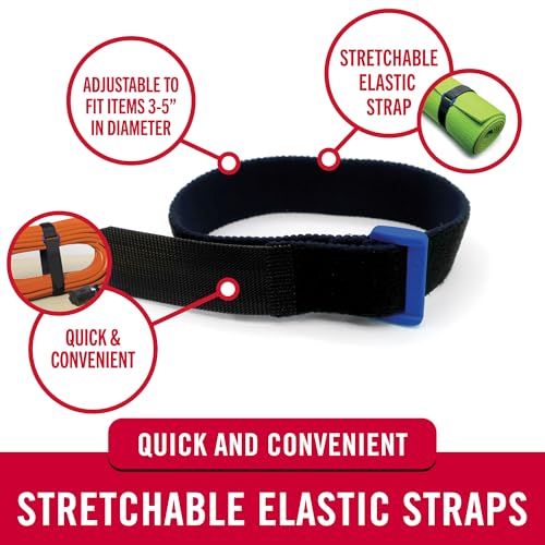VELCRO Brand VEL-30792-AMS 15 Inch Elastic Straps 4 Pack | Stretchable and Adjustable for Snug Fit | Fasten Lumber, Yoga M...