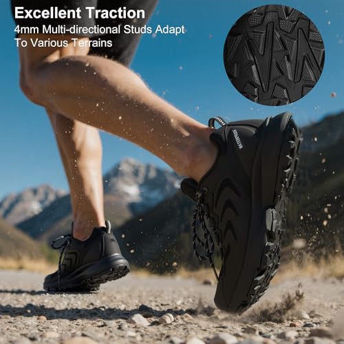 OUTJET Men's Waterproof Hiking Shoes Lightweight Breathable Anti Slip Outdoor Trails Shoes