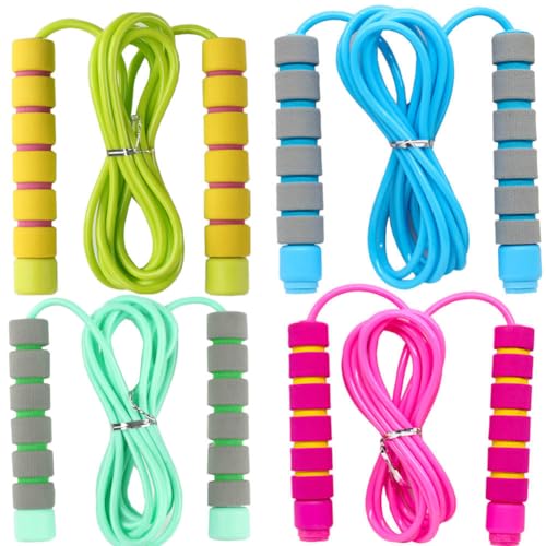 Adjustable Soft Skipping Rope with Skin-Friendly Foam Handles for Kids, Children, Students and Adults, Fitness Jump Rope F...