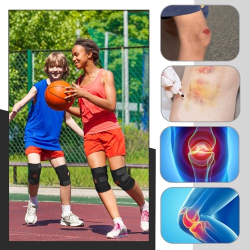 Foilswirl 1 Pcs Kids Knee Brace with Side Stabilizers Patella Gel Pads Adjustable Straps Youth Child Knee Brace Support fo...
