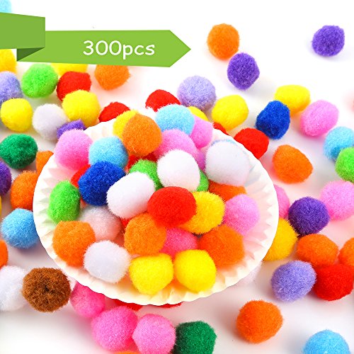 Caydo [400 pcs] - 300 Pieces 1 Inch Assorted Pompoms with 100pieces Wiggle Eyes Multicolor Arts and Crafts Pom Poms Balls ...
