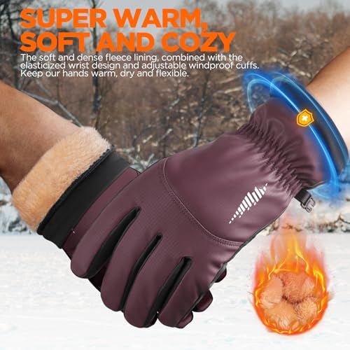 rivmount Winter Waterproof Ski Snow Warm Gloves for Women Men, Windproof Cold Weather Thermal with Touchscreen Fingers, fo...