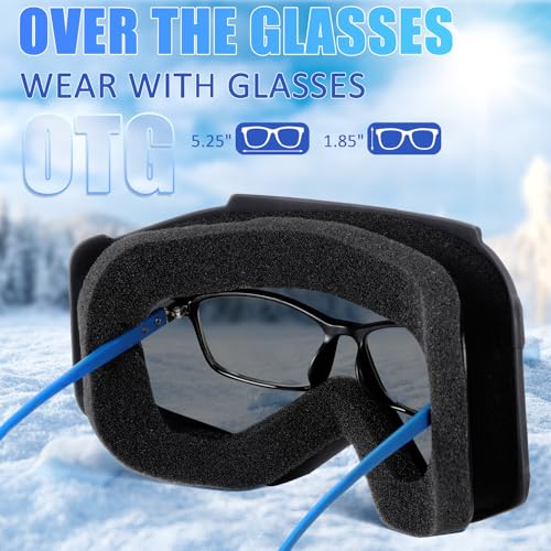YENPK Ski Goggles Men Women, Snowboard Goggles UV Protection Anti Fog OTG Snow Goggles for Snowmobile Skiing Skating