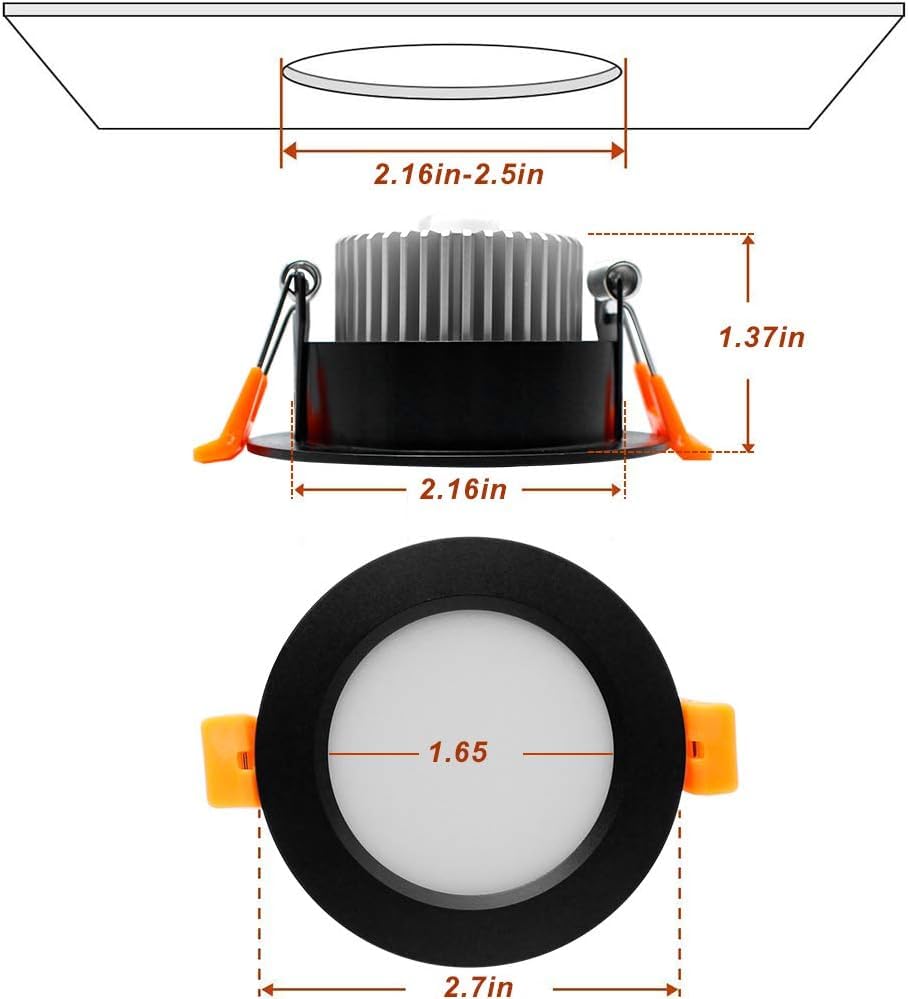 Ygs-Tech Smart 2 Inch Recessed Lighting  Wifi Led Downlight 5W 120V  Compatible With Alexa And Google Home  Dimmable Rgb & Cct 2700-6500K  Black Trim  Ceiling Light With Led Driver (1 Pack)
