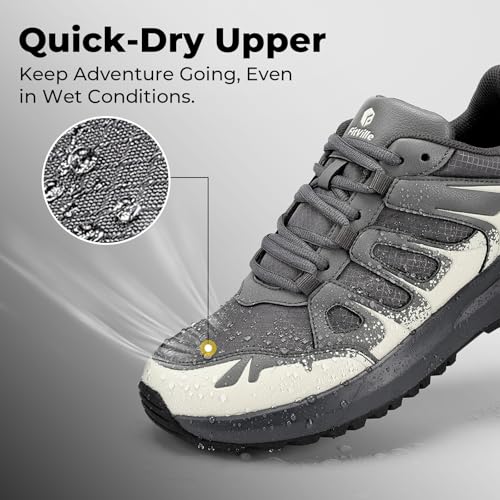FitVille Men's Wide Hiking Shoes Water Repellent Trekking Trails Outdoor Sneakers Cushioned Lightweight Walking Running Sh...