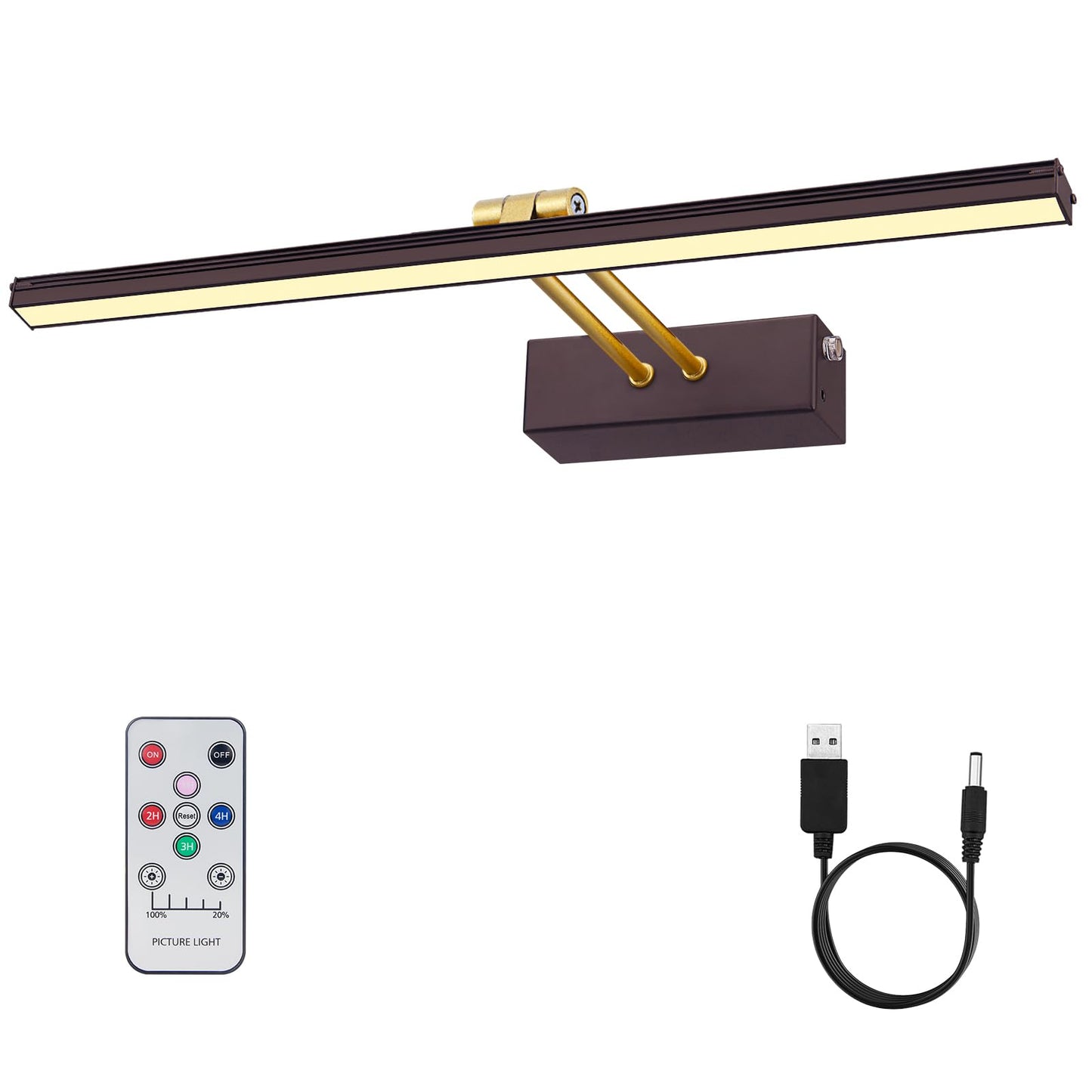 RAIFOOLLY Picture Light, 5000mAh Rechargeable, Remote Control, 16in Dimmable Accent Light, Black Steel, Model RF00127