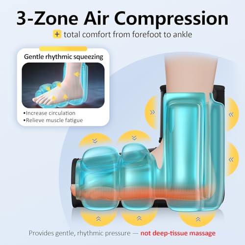 Comfytemp Air Compression Therapy Device K1007, Portable Foot Massager with Heat, Cordless Ankle Massage Boot for Pain Rel...
