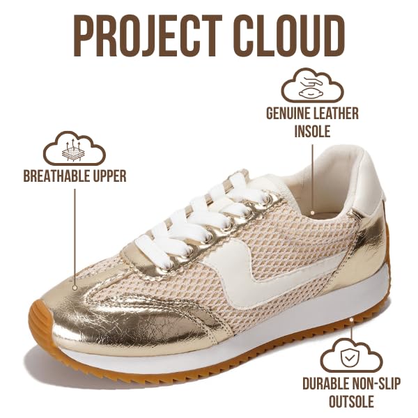 Project Cloud Fashion Sneakers for Women 2026 – Lightweight Lace-Up Shoes for Women with Memory Foam Insoles – Trendy Wome...