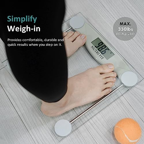 Bathroom Scale for Body Weight, NUTRI FIT Digital Weighing Scale Accurate Electric Weight Loss Watcher Scale, 330 lb Capac...