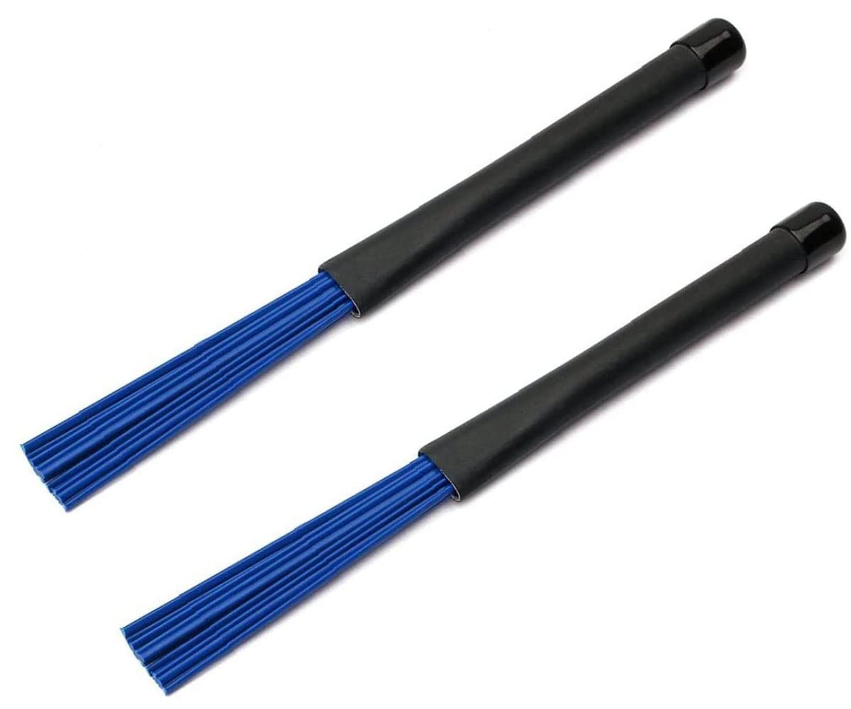 Jiayouy 1 Pair Drum Brushes Drum Sticks Percussion Retractable Nylon Brush Stick For Cajon Jazz Acoustic Rock Band Music Lover