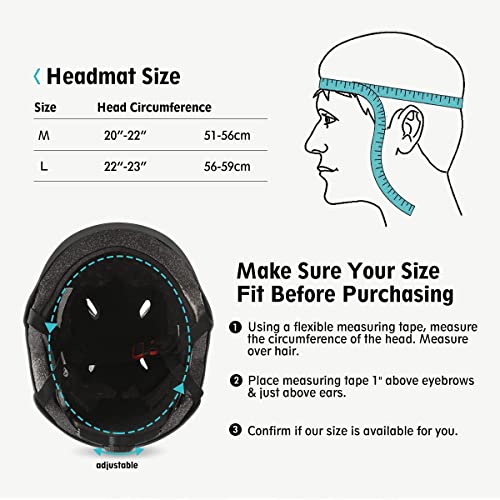Skateboard Bike Helmet for Adults Adjustable Knee Elbow Pads Wrist Guards Protective Gear Helmets Set Teens for Bicycle Cy...