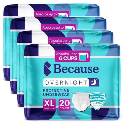 Because Overnight Absorbency Pull Ups - Adult Disposable Incontinence Underwear, Extra Absorbent Nighttime Briefs for Men ...