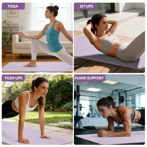 Yoga Mat Non Slip, 72"L x 24"W x 0.24"/0.32"TH, Anti-Tear Exercise Mat with Carrying Strap and Bag, Pro TPE Yoga Mats for ...