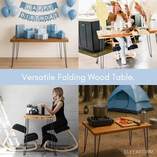 Sleekform Wood Folding Table - Portable Folding Desk - No Assembly Easy Fold Desks for Small Spaces - Space Saving Collaps...
