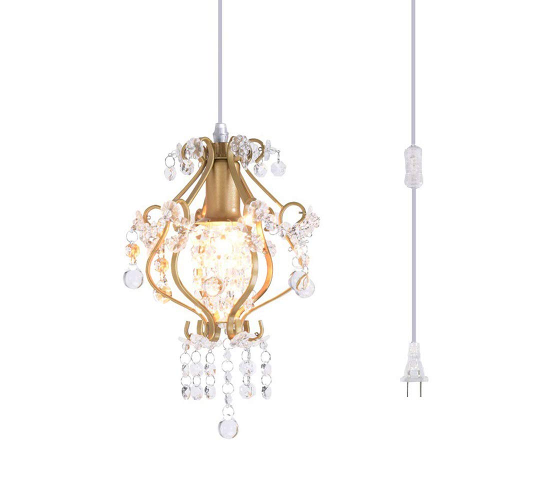 Surpars House Elegant Mini Chandelier, Gold Crystal Pendant Light, Model S0180032