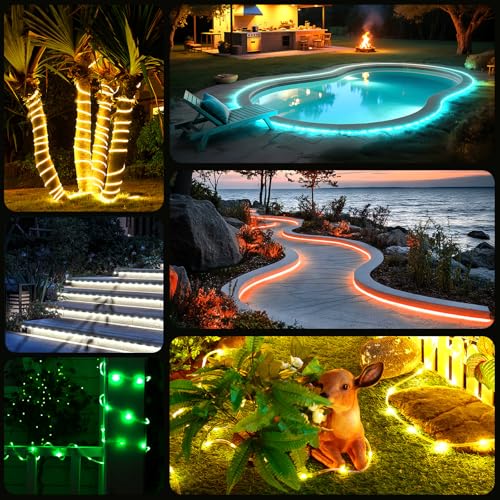 Minetom Color Changing Rope Lights Outdoor, 33FT 100 LED String Lights with Plug & Remote, Waterproof Christmas Light Outd...