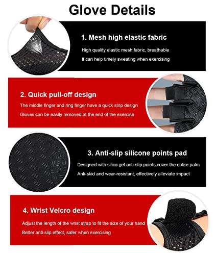 SUJAYU Gym Gloves Workout Gloves Women Men, Anti-Slip Breathable Gym Essentials Women for Weightlifting Cycling Training, ...