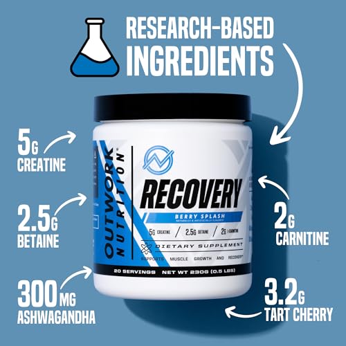 Outwork Nutrition Post Workout Recovery Powder - Creatine Monohydrate, KSM-66 Ashwagandha & Tart Cherry - Speeds Recovery,...