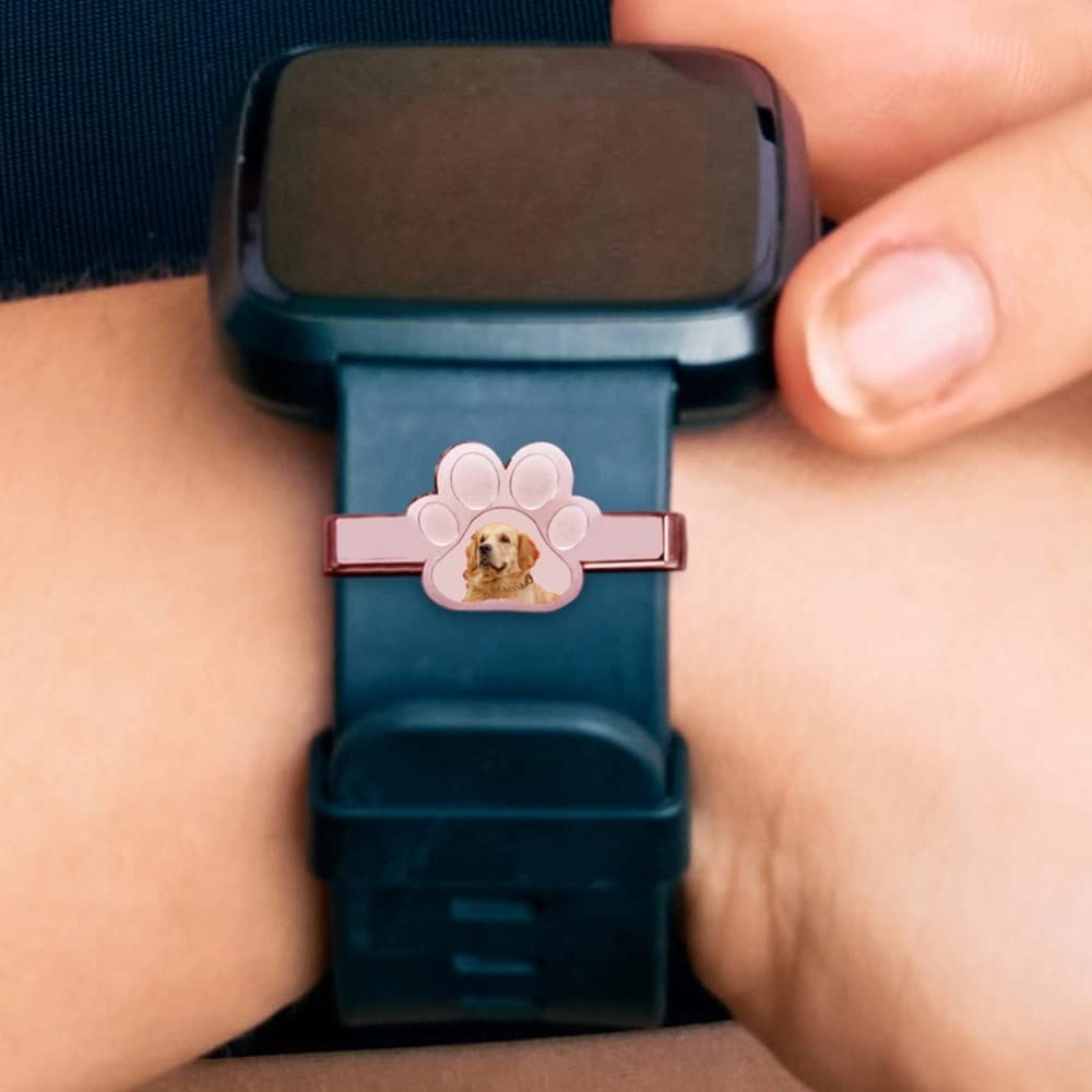 PicturesOnGold.com Smart Watch Photo Charm in Yellow Gold Plated Dog Paw Shape