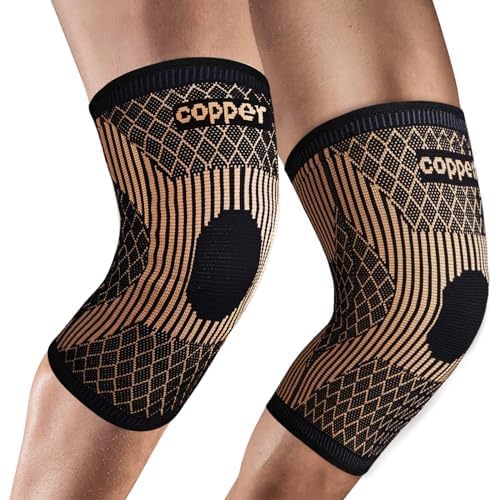 SHENGYADE Knee Brace for Women & Men1 Pair, Copper Knee Braces for Knee Pain and Support, Copper Ions Fiber Compression Kn...