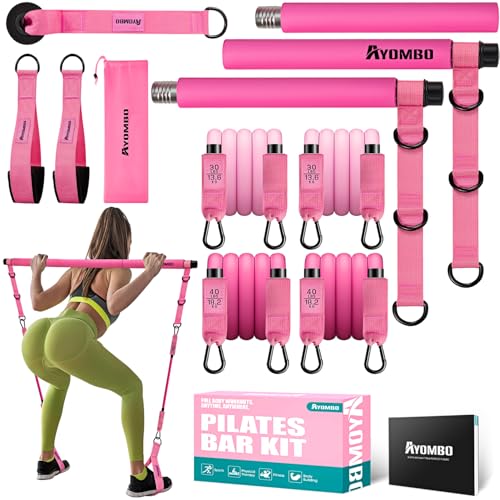 Ayombo Pilates Bar Kit with Resistance Bands, Pilates Workout Equipment for Legs, Hip, Waist, Arm, Squats Exercise Equipme...