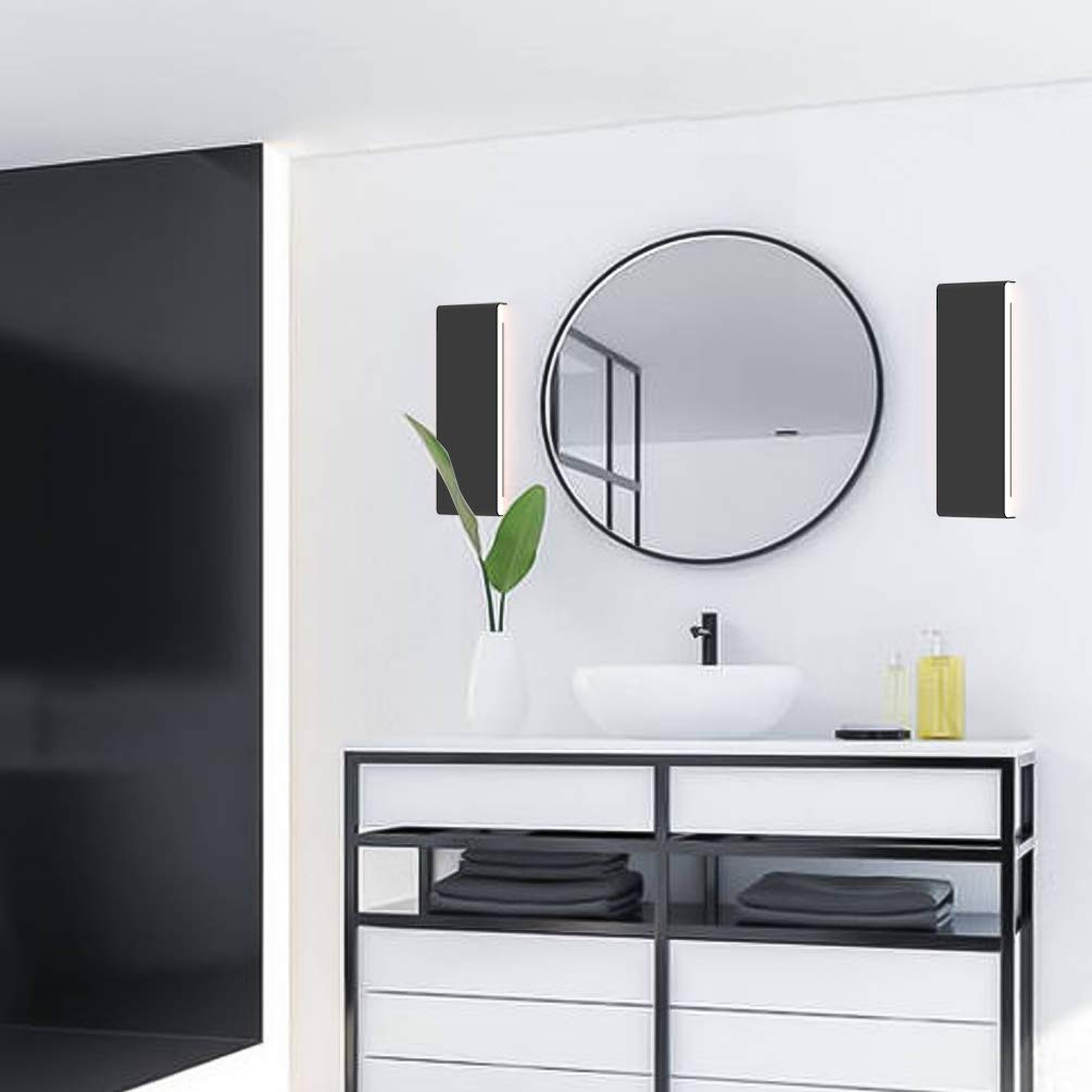 Ralbay LED Wall Sconce 2-Pack, 15.7in Matte Black, Aluminum, 14W Warm White Light 3000K, Model 086291023232