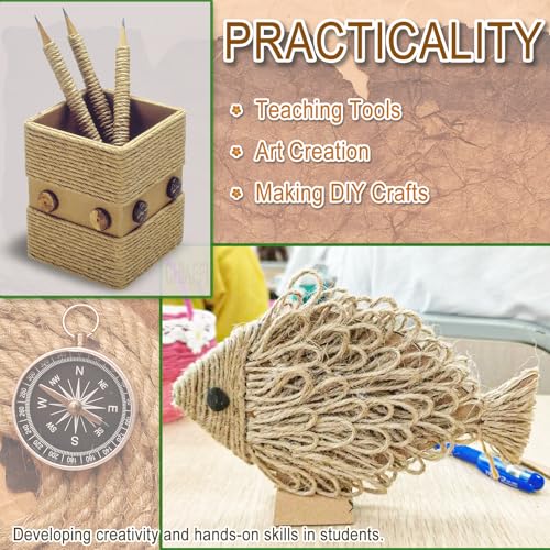 656 Feet 3Ply Jute Twine String, 2mm Natural Brown Thick Twine Rope for Crafts, Gardening, Tomato, Climbing Plant, Tie Flo...